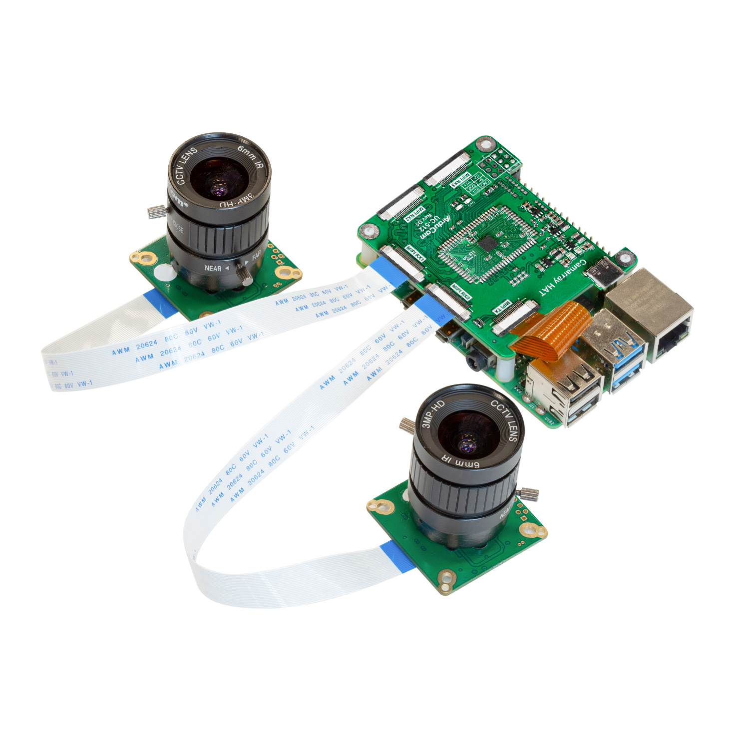 Arducam 12MP*2 Synchronized Stereo Camera Bundle Kit for Raspberry 