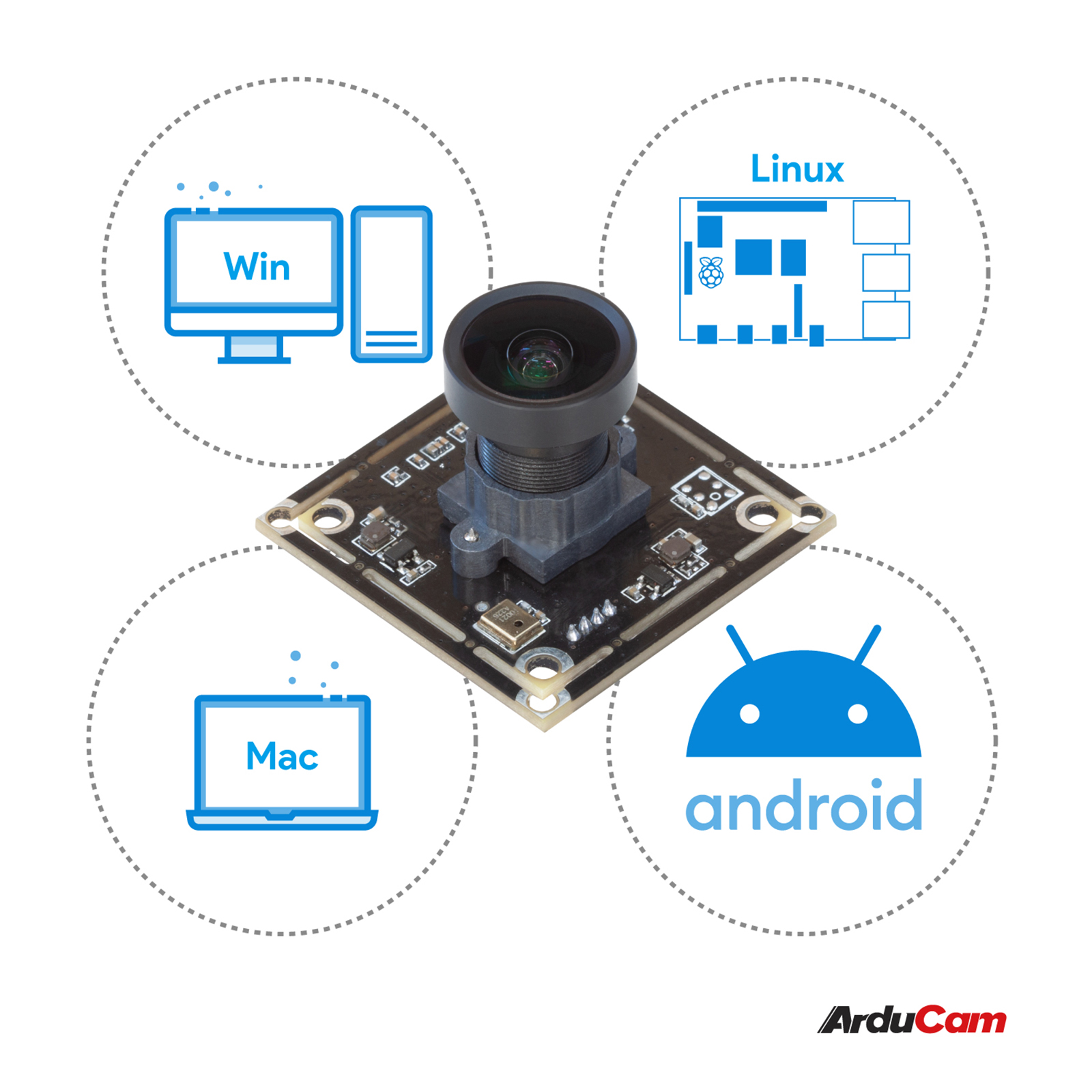 8MP IMX179 USB Module with Wide 115°(H) M12 Lens for Windows, Linux, Android, and Mac OS - Arducam