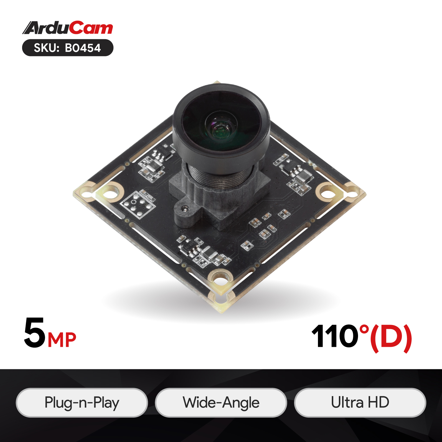 5MP OV5648 USB Camera Module with Wide M12 Lens and Single Microphone for Windows, Linux, Android, and Mac OS Arducam